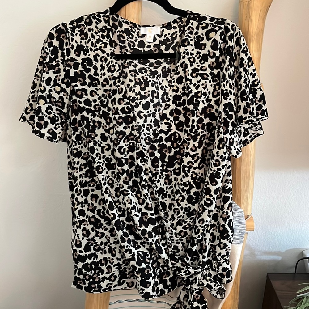 Cheetah Print Wrap Top